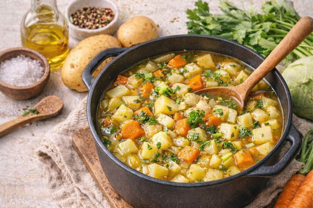 Gemüse-Eintopf mit Kartoffeln, Karotten, Sellerie & Kohlrabi