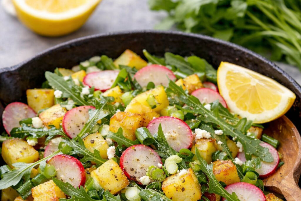 Kartoffel-Radieschen-Pfanne mit Rucola & Frühlingszwiebeln
