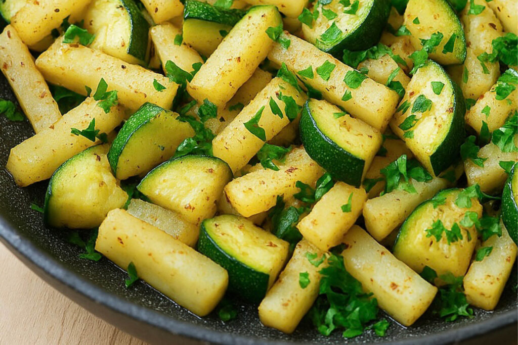 Kohlrabi-Zucchini-Pfanne mit frischer Petersilie